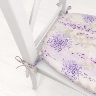 Oblý podsedák PML-069 Fialové kvety na bielom - 39x37x3 cm - detail 1 - Biante.sk