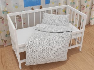 Detské bavlnené posteľné obliečky do postieľky Sandra SA-310 Čierne hviezdičky na bielom - detail 1 - Biante.sk Detské bavlnené posteľné obliečky do postieľky Sandra SA-310 Čierne hviezdičky na bielom - detail 1 - Biante.sk