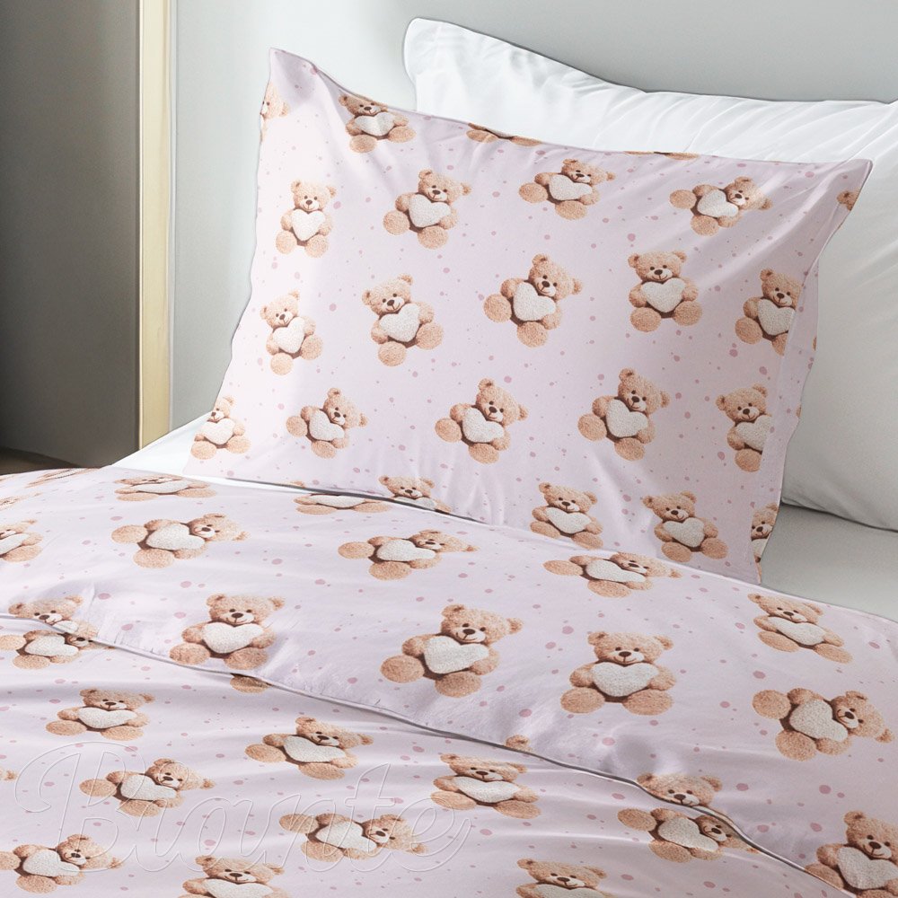 Dětské bavlněné ložní povlečení Sandra SA-723 Medvídci se srdíčky na fialkovém - detail 1 - Biante.cz