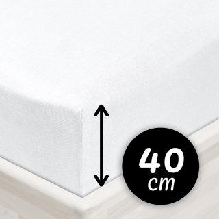 Jersey napínací prostěradlo na extra vysokou matraci JR-031 Bílé - Biante.cz