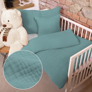 Dětské mušelínové povlečení do postýlky Nature MSN-050 Pastelově modrozelené - Biante.cz