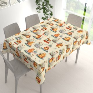 Detský bavlnený obdĺžnikový obrus Sandra SA-710 Kapybary na krémovom - detail 1 - Biante.sk Detský bavlnený obdĺžnikový obrus Sandra SA-710 Kapybary na krémovom - detail 1 - Biante.sk