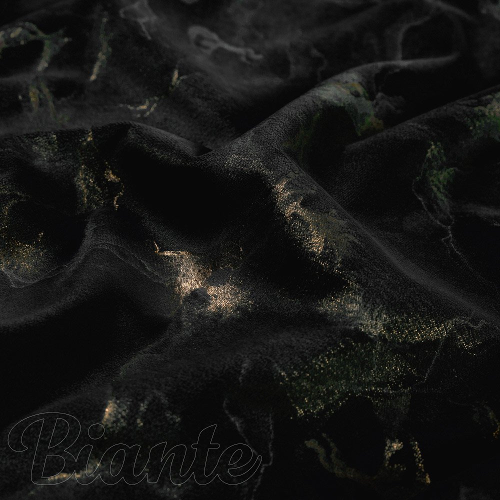 Sametová látka Isabela IBL-021 Zlatý/kouřový mramor na černém - šířka 280 cm - detail 1 - Biante.cz