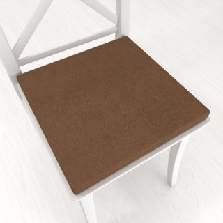 Čtvercový podsedák z imitace broušené kůže Alcantara ALC-022 Hnědý - 38x38x3 cm - Biante.cz