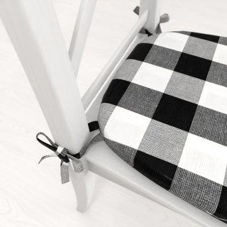 Oblý bavlněný podsedák Olivia OL-004 Černo-bílá kostka velká - 39x37x3 cm - detail 1 - Biante.cz