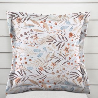 Dekoračná obliečka na vankúš s lemom Leona LN-163 Jesenné vetvičky na bielom - Biante.sk