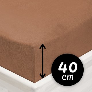 Jersey napínací prostěradlo na extra vysokou matraci JR-023 Oříškově hnědé - Biante.cz