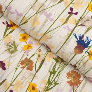 Bavlněná látka/plátno Sandra SA-571 Luční kvítí na krémovém - šířka 160 cm a 220 cm - Biante.cz