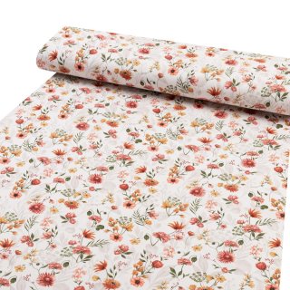 Bavlnená látka/plátno Sandra SA-731 Červený kvetovaný vzor na bielom - šírka 160 cm - detail 1 - Biante.sk