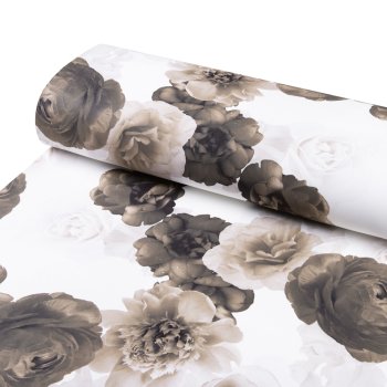 Dekorační látka PM-016 Velké hnědé květy - šířka 150 cm