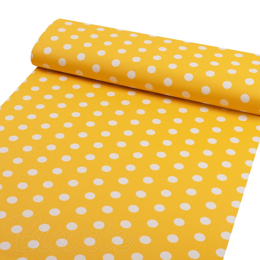 Bavlněná látka/plátno Sandra SA-735 Bílé puntíky na žlutooranžovém - šířka 160 cm - detail 1 - Biante.cz