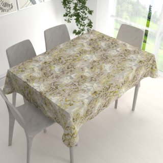 Sametový obdélníkový ubrus Tamara TMR-055 Abstraktní zelené květy na zelenošedém - detail 1 - Biante.cz