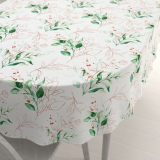 Bavlněný oválný ubrus Sandra SA-706 Zeleno-hnědé větvičky s lístky na bílém - Biante.cz Bavlněný oválný ubrus Sandra SA-706 Zeleno-hnědé větvičky s lístky na bílém - Biante.cz