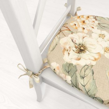 Oblý podsedák PML-106 Malované květy na béžovém - 39x37x3 cm - detail 1 - Biante.cz Oblý podsedák PML-106 Malované květy na béžovém - 39x37x3 cm - detail 1 - Biante.cz
