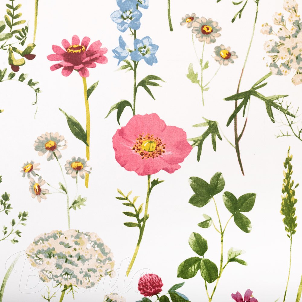 Bavlněná látka/plátno Sandra SA-667 Velké luční kvítí na bílém - šířka 160 cm - detail 5 - Biante.cz