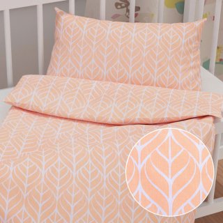 Dětské bavlněné povlečení do postýlky Sandra SA-213 Listy na meruňkově oranžovém - Biante.cz