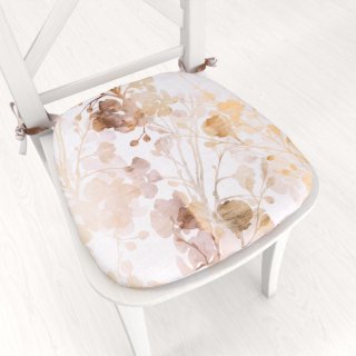 Sametový oblý podsedák Tamara TMR-008 Hnědé a šedé pnoucí rostliny - 39x37x3 cm - Biante.cz