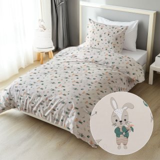 Dětské bavlněné ložní povlečení Sandra SA-701 Zajíčci a lišky s balónky - zelené na světle béžovém - Biante.cz Dětské bavlněné ložní povlečení Sandra SA-701 Zajíčci a lišky s balónky - zelené na světle béžovém - Biante.cz