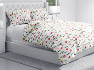 Bavlnené posteľné obliečky Sandra SA-506 Tulipány na bielom - detail 1 - Biante.sk Bavlnené posteľné obliečky Sandra SA-506 Tulipány na bielom - detail 1 - Biante.sk