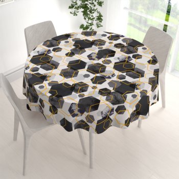 Bavlněný kulatý ubrus Sandra SA-568 Šedo-modrofialové mramorové hexagony na bílém - detail 1 - Biante.cz Bavlněný kulatý ubrus Sandra SA-568 Šedo-modrofialové mramorové hexagony na bílém - detail 1 - Biante.cz