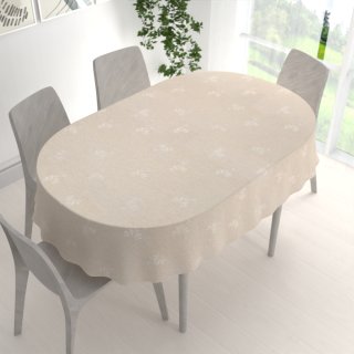 Teflonový oválný ubrus TF-076 Květinový ornament na režném - detail 1 - Biante.cz Teflonový oválný ubrus TF-076 Květinový ornament na režném - detail 1 - Biante.cz