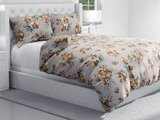 Bavlnené posteľné obliečky Sandra SA-622 Hnedé orchidey na sivom - detail 1 - Biante.sk Bavlnené posteľné obliečky Sandra SA-622 Hnedé orchidey na sivom - detail 1 - Biante.sk