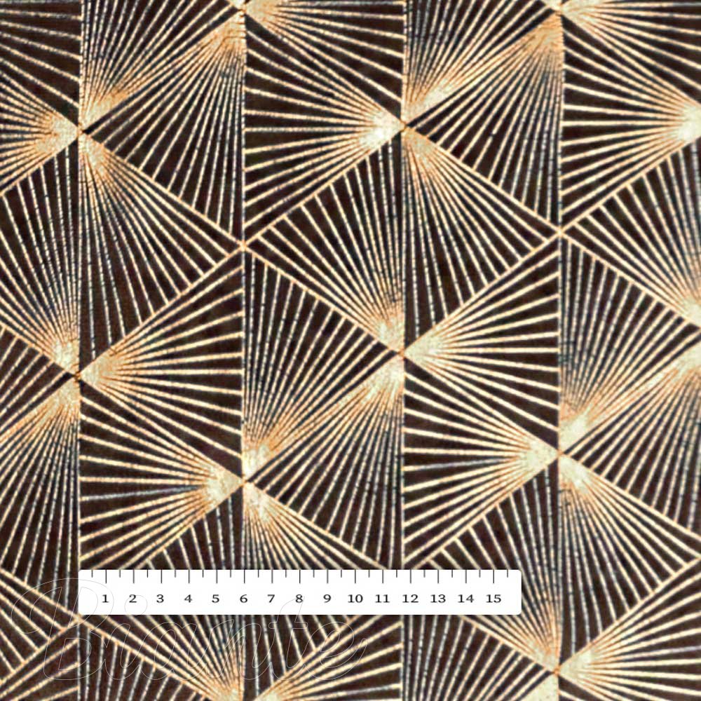 Sametová látka Isabela IBL-012 Rose Gold trojúhelníky na hnědém - šířka 280 cm - detail 3 - Biante.cz