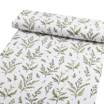 Bavlněná látka/plátno Sandra SA-718 Zelené natě bylinek na bílém - šířka 160 cm - detail 1 - Biante.cz