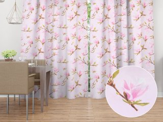 Bavlněný závěs Sandra SA-233 Květy magnolie na růžovém - Biante.cz Bavlněný závěs Sandra SA-233 Květy magnolie na růžovém - Biante.cz