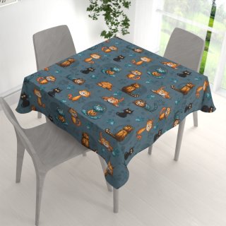 Dětský bavlněný čtvercový ubrus Sandra SA-705 Kočičí parta na tmavě šedomodrém - detail 1 - Biante.cz Dětský bavlněný čtvercový ubrus Sandra SA-705 Kočičí parta na tmavě šedomodrém - detail 1 - Biante.cz