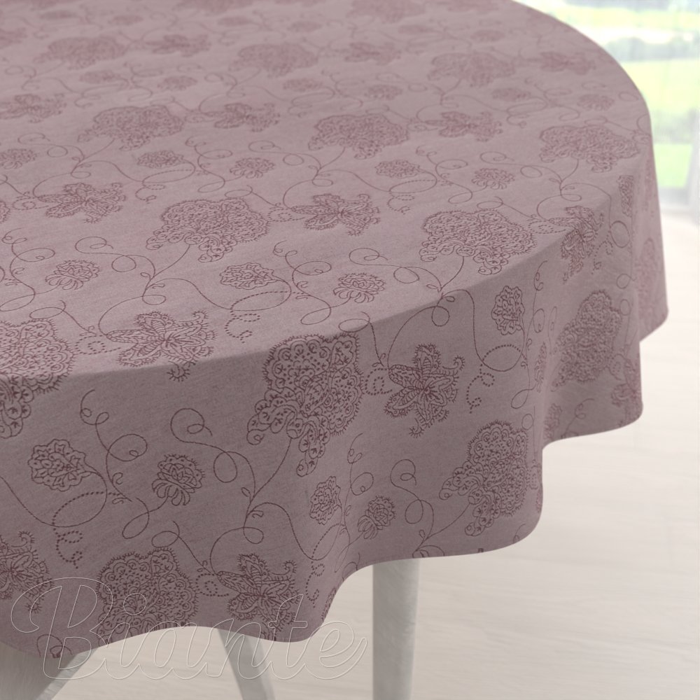 Teflonový kulatý ubrus TF-077 Květované ornamenty na starorůžovém - Biante.cz