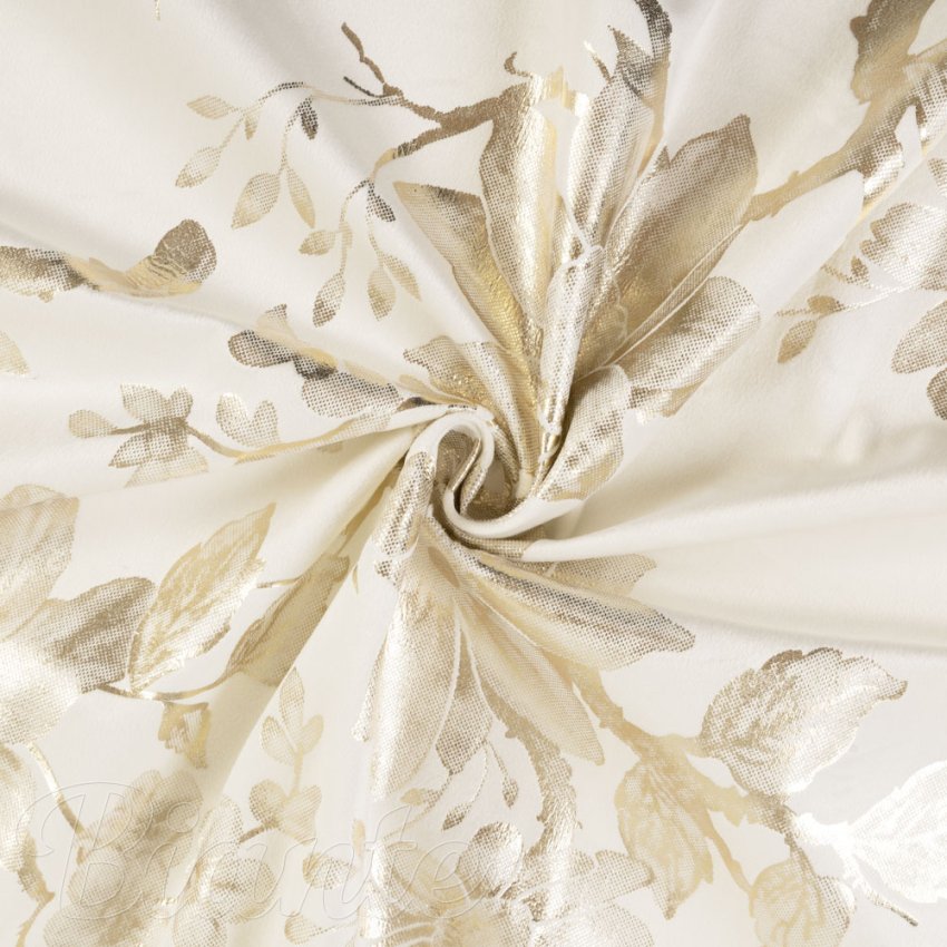 Sametová látka Isabela Flower IBL-022 Zlaté květy na smetanovém - šířka 295 cm - detail 2 - Biante.cz