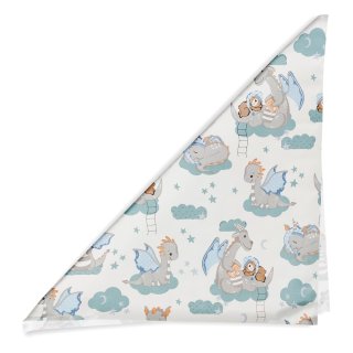 Dětský bavlněný šátek Sandra SA-689 Dráčci s medvídky na modrozelených obláčcích na bílém - detail 1 - Biante.cz Dětský bavlněný šátek Sandra SA-689 Dráčci s medvídky na modrozelených obláčcích na bílém - detail 1 - Biante.cz
