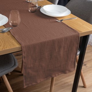 Mušelínový běhoun na stůl MSN-075 Hnědý - Biante.cz