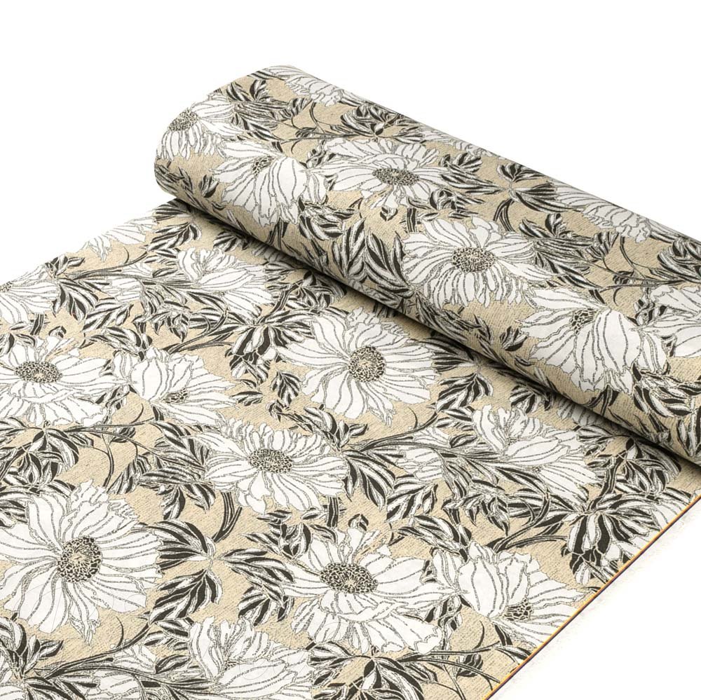 Dekorační látka PML-089 Bílé květy na béžovém - šířka 150 cm - detail 1 - Biante.cz