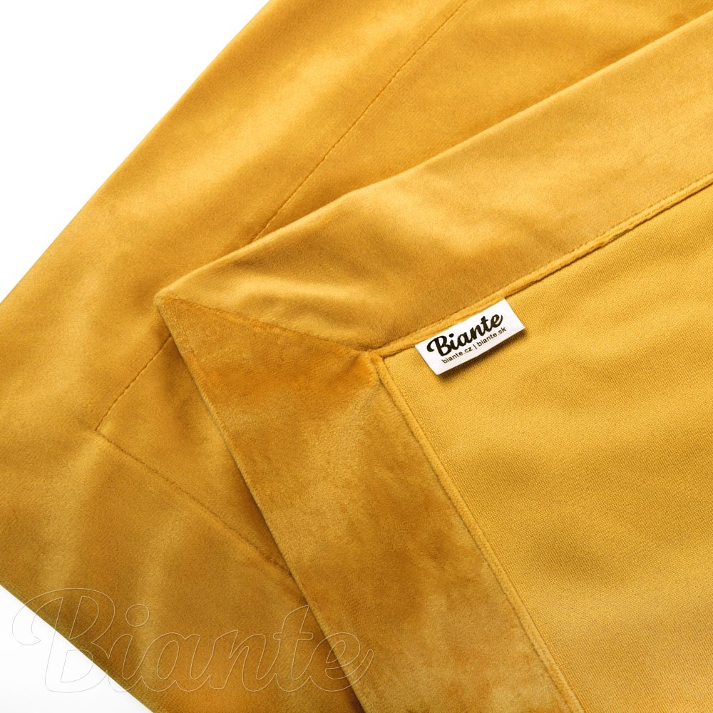 Sametový přehoz/běhoun na postel Velvet Premium SVP-037 Zlatavě oranžový - detail 1 - Biante.cz Sametový přehoz/běhoun na postel Velvet Premium SVP-037 Zlatavě oranžový - detail 1 - Biante.cz