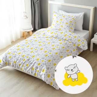 Dětské bavlněné ložní povlečení Sandra SA-725 Medvídci na žluto-šedých mráčcích na bílém - Biante.cz Dětské bavlněné ložní povlečení Sandra SA-725 Medvídci na žluto-šedých mráčcích na bílém - Biante.cz