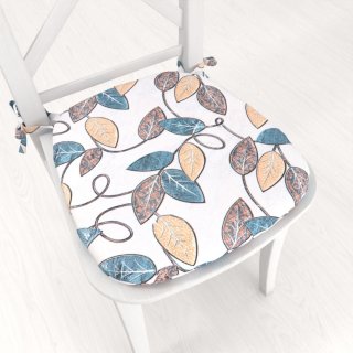 Oblý podsedák PML-035 Modro-žluté listy - 39x37x3 cm - Biante.cz