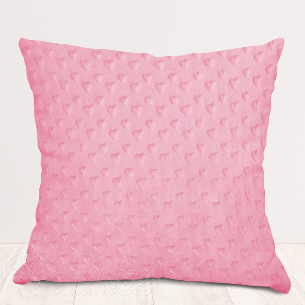 Dětský povlak na polštář Minky 3D srdíčka MKS-003 Světle růžový - Biante.cz