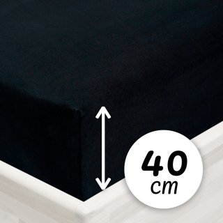 Jersey napínacie prestieradlo na extra vysoký matrac JR-030 Čierne - Biante.sk
