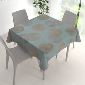 Sametový čtvercový ubrus Tamara TMR-058 Designové kruhy na modrošedém - detail 1 - Biante.cz