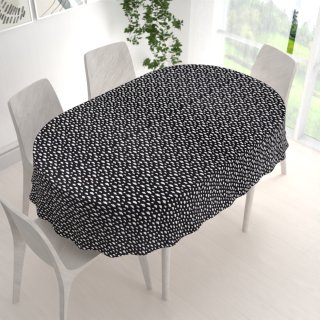 Dětský bavlněný oválný ubrus Sandra SA-306 Bílé mráčky na černém - detail 1 - Biante.cz Dětský bavlněný oválný ubrus Sandra SA-306 Bílé mráčky na černém - detail 1 - Biante.cz