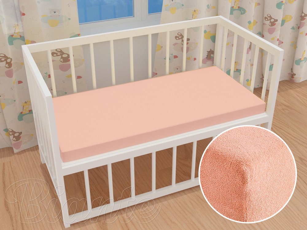 Dětské froté napínací prostěradlo do postýlky FR-005 Světle broskvové - Biante.cz