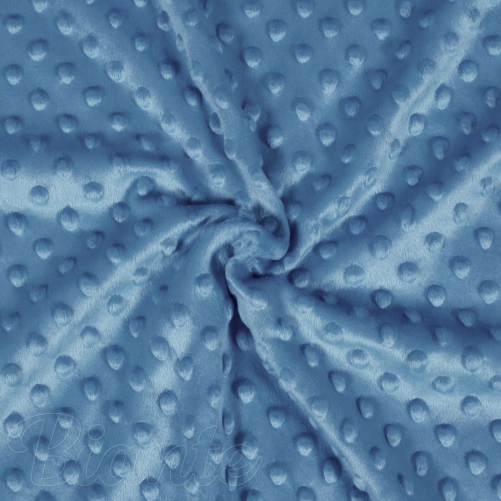 Dětská látka Minky 3D puntíky MKP-044 Kovově modrá - šířka 150 cm - detail 1 - Biante.cz