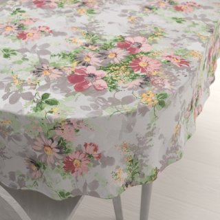 Bavlněný oválný ubrus Sandra SA-704 Malované růžovo-červené květy na šedém - Biante.cz Bavlněný oválný ubrus Sandra SA-704 Malované růžovo-červené květy na šedém - Biante.cz