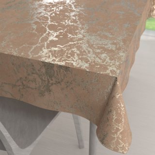 Velký sametový obdélníkový ubrus Isabela IBL-016 Zlatý mramor na pudrově béžovém - Biante.cz
