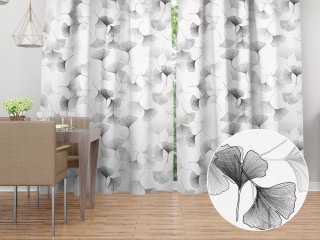 Bavlněný závěs Sandra SA-512 Šedo-bílé ginkgo listy na bílém - Biante.cz Bavlněný závěs Sandra SA-512 Šedo-bílé ginkgo listy na bílém - Biante.cz