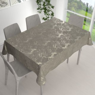 Veľký zamatový obdĺžnikový obrus Isabela IBL-019 Zlatý/dymový mramor na sivobéžovom - detail 1 - Biante.sk