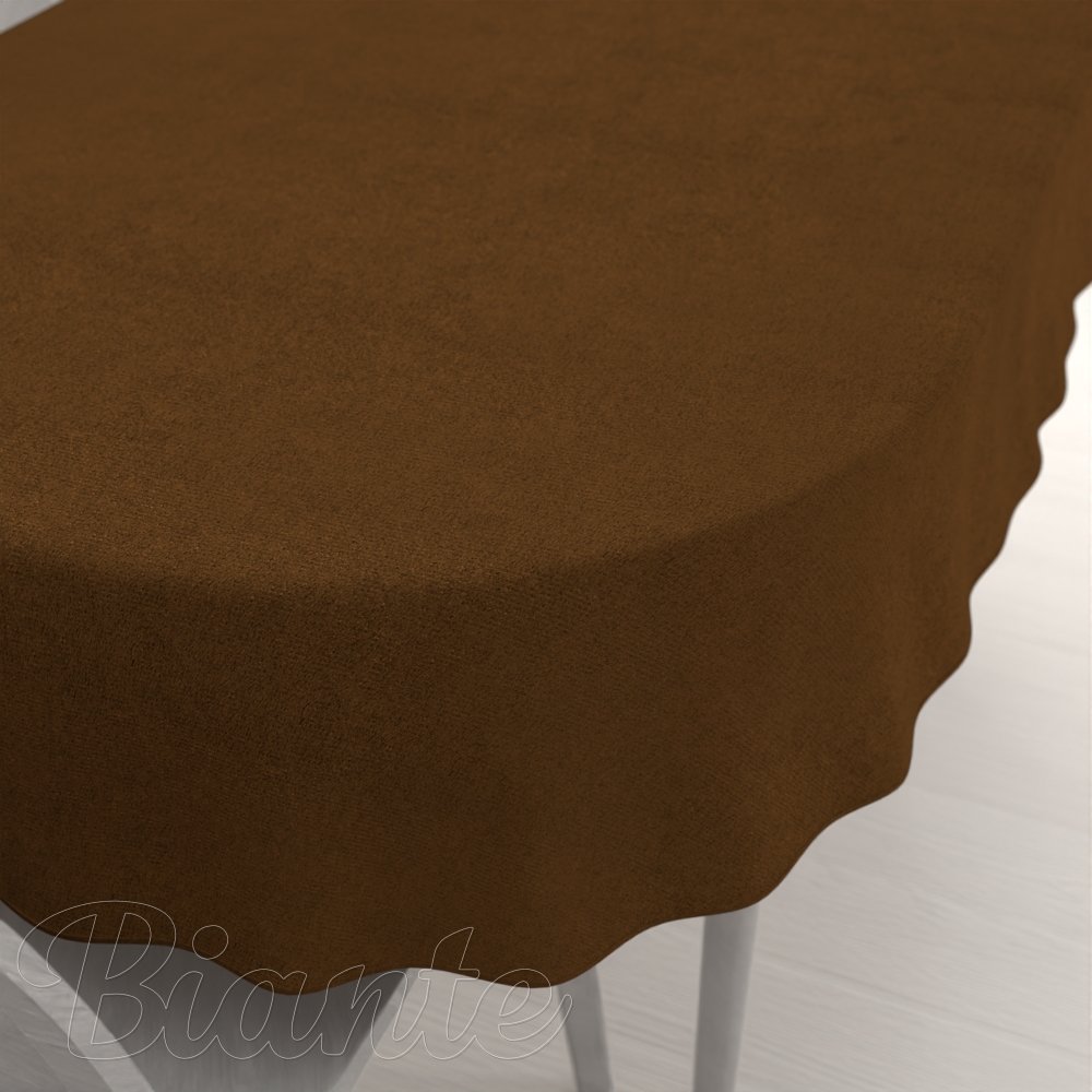 Oválný ubrus/imitace broušené kůže Alcantara ALC-017 Hnědý rezavý - Biante.cz