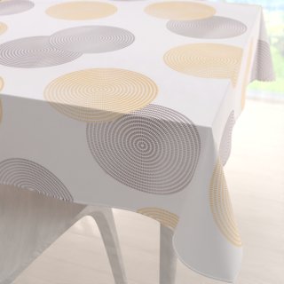 Sametový čtvercový ubrus Tamara TMR-023 Žluté a šedé designové kruhy na smetanovém - Biante.cz Sametový čtvercový ubrus Tamara TMR-023 Žluté a šedé designové kruhy na smetanovém - Biante.cz